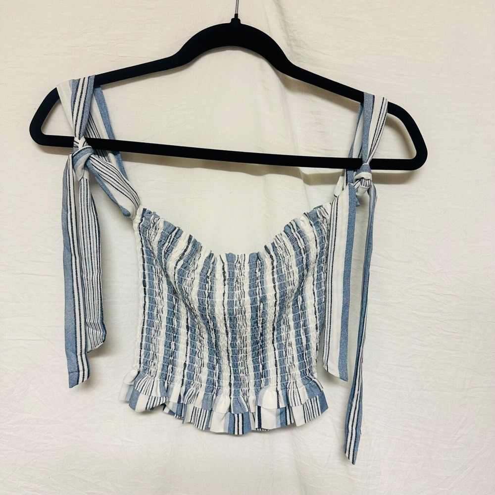 Ocean Drive‎ Off Shoulder Sleeveless Top Women's Blue Stripes Size Medium